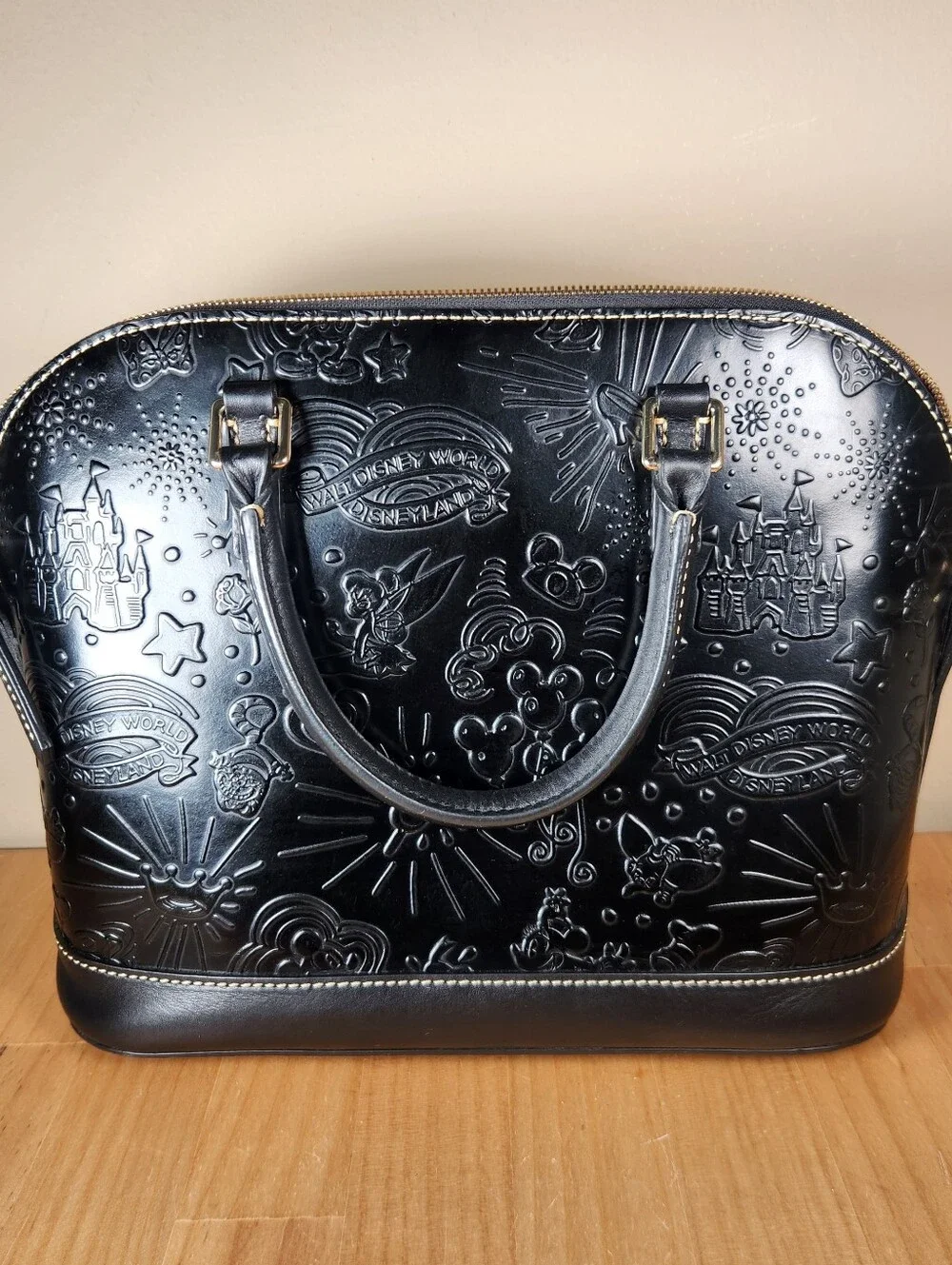 DOONEY & BOURKE Disney Sketch Handbag Black Leather Cross Body Embossed Rare